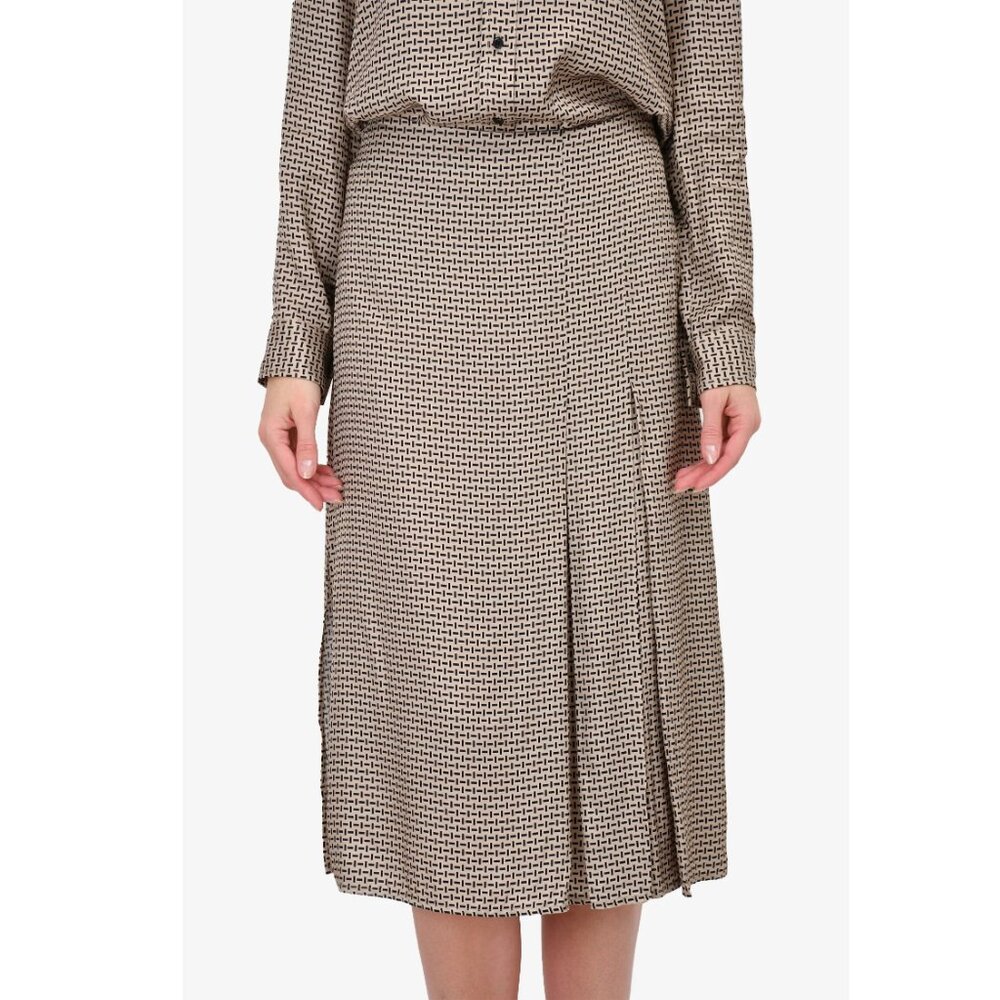 New Judith & Charles Brown/Black Printed Pleated Skirt P2242